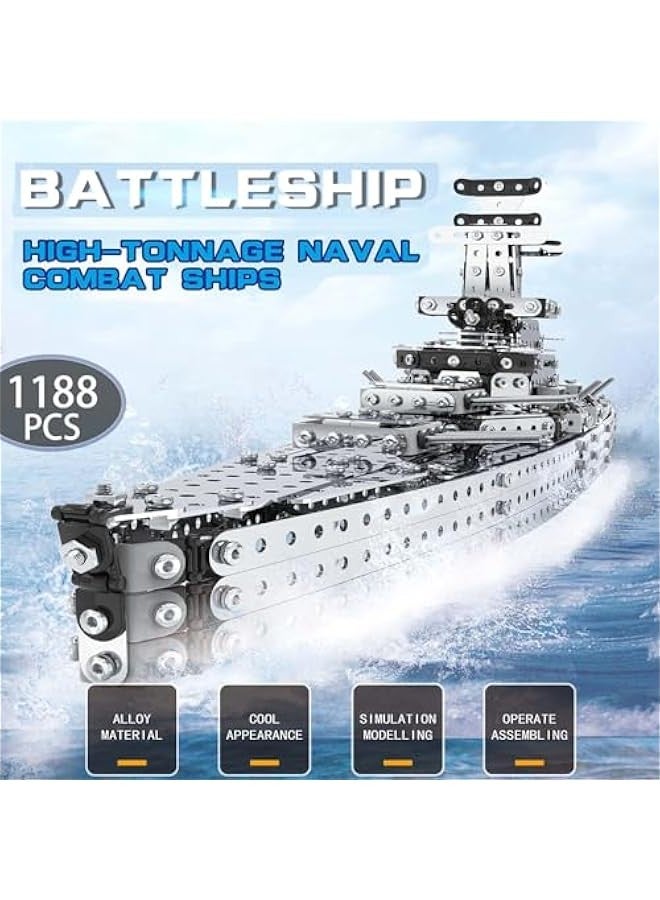 BYTEWAR 3D Metal Puzzle Erector Set - 1188 Piece Military Model Building Set for Boys, Adults, and Men -   Birthday Gift - Image 2